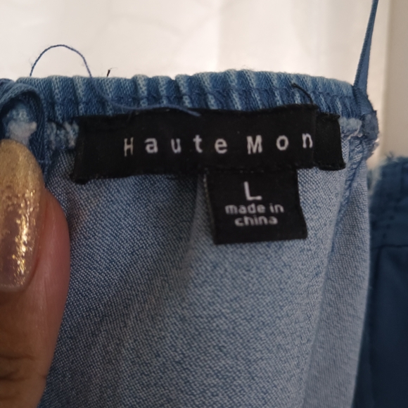 Haute Monde Blue Denim Overalls with Gold Details - Picture 13 of 13